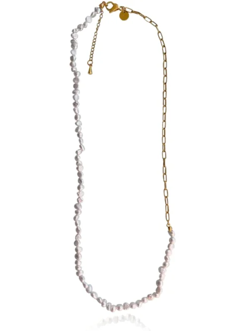 Pearls and stainless steel chain necklace